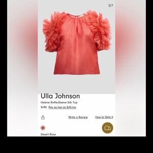 Ulla Johnson Helene Ruffle-Sleeve Silk Top